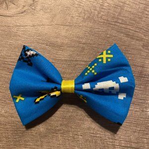 Blue Game Over Hair Bow (Large)